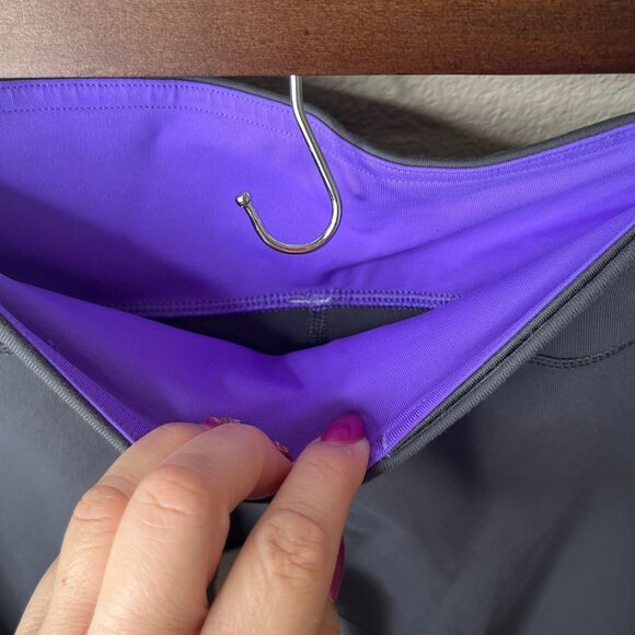 Lululemon Amped Crop Women’s Leggings Low Rise In Gray Purple White Sz 6 #499 - Picture 7 of 12
